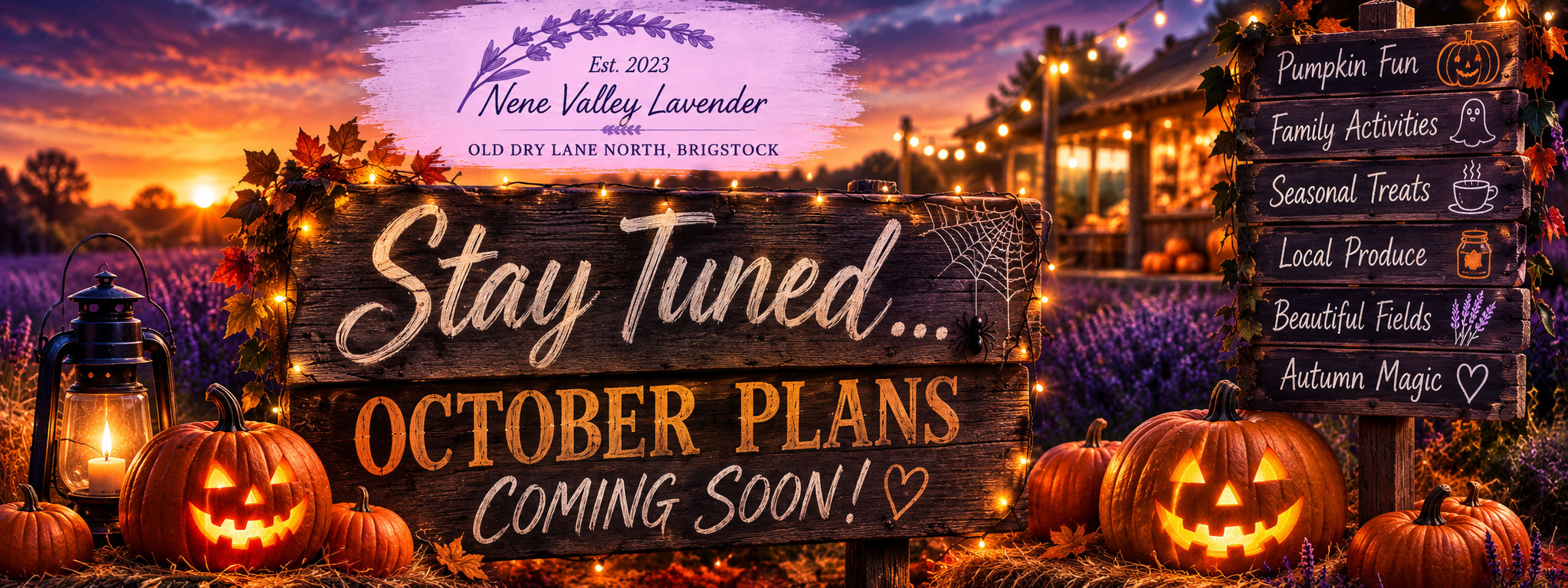 Nene Valley Lavender — Stay Tuned, October Plans Coming Soon! Pumpkin fun, family activities, seasonal treats, local produce, beautiful fields and autumn magic.